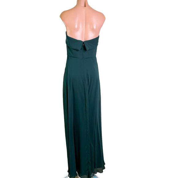 After Six 1566 Strapless High Slit Chiffon Bridesmaid Dress Evergreen Size 4 NWT - Picture 8 of 13